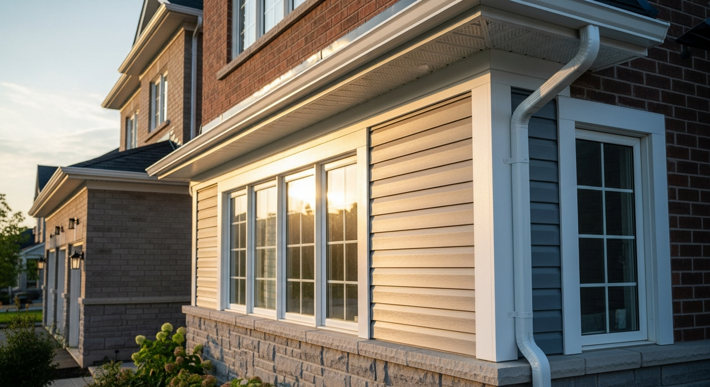 Recently completed vinyl siding installation renovation in a Stouffville home