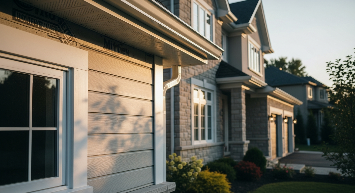 Editorial detail of a Vaughan vinyl siding installation install — visible quality finish