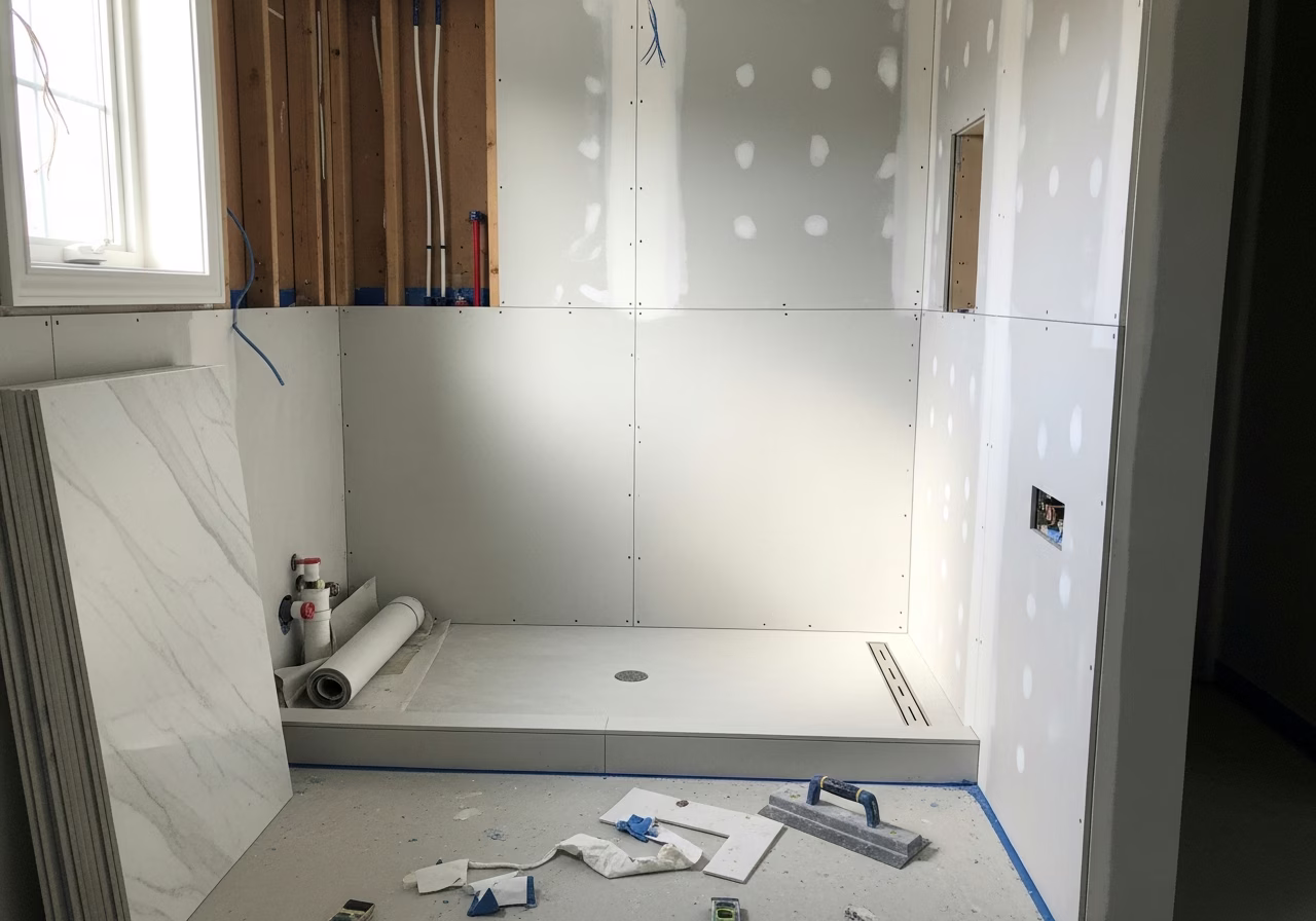 Close-up detail of professionally completed Bathtub to Shower Conversion