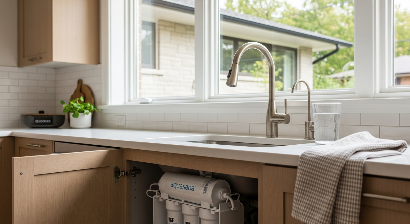 Recently completed water filtration renovation in a Burlington home