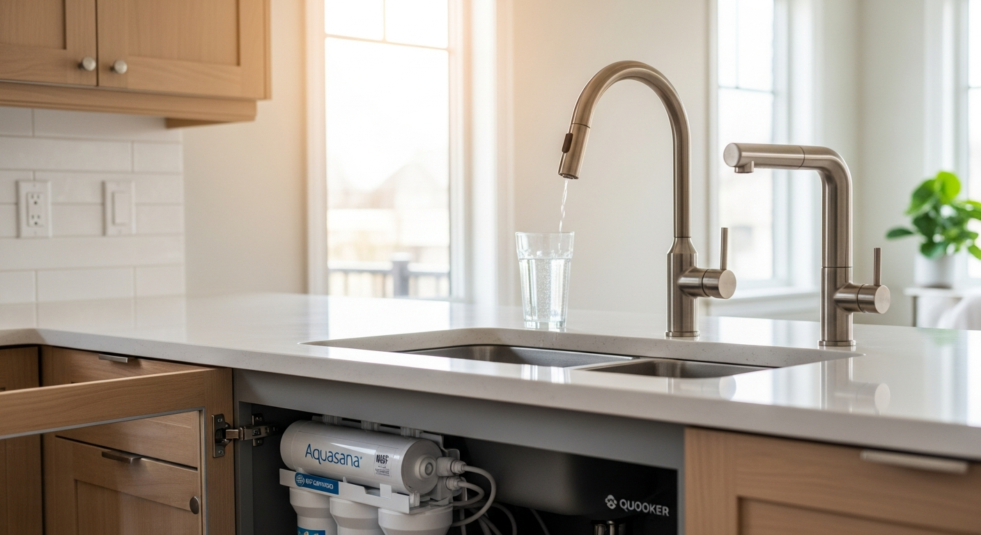 Editorial detail of a Oshawa water filtration install — visible quality finish