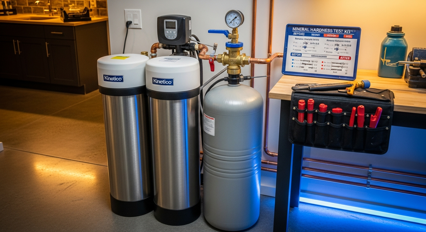 Final result of a water softener installation project at a Ajax residence