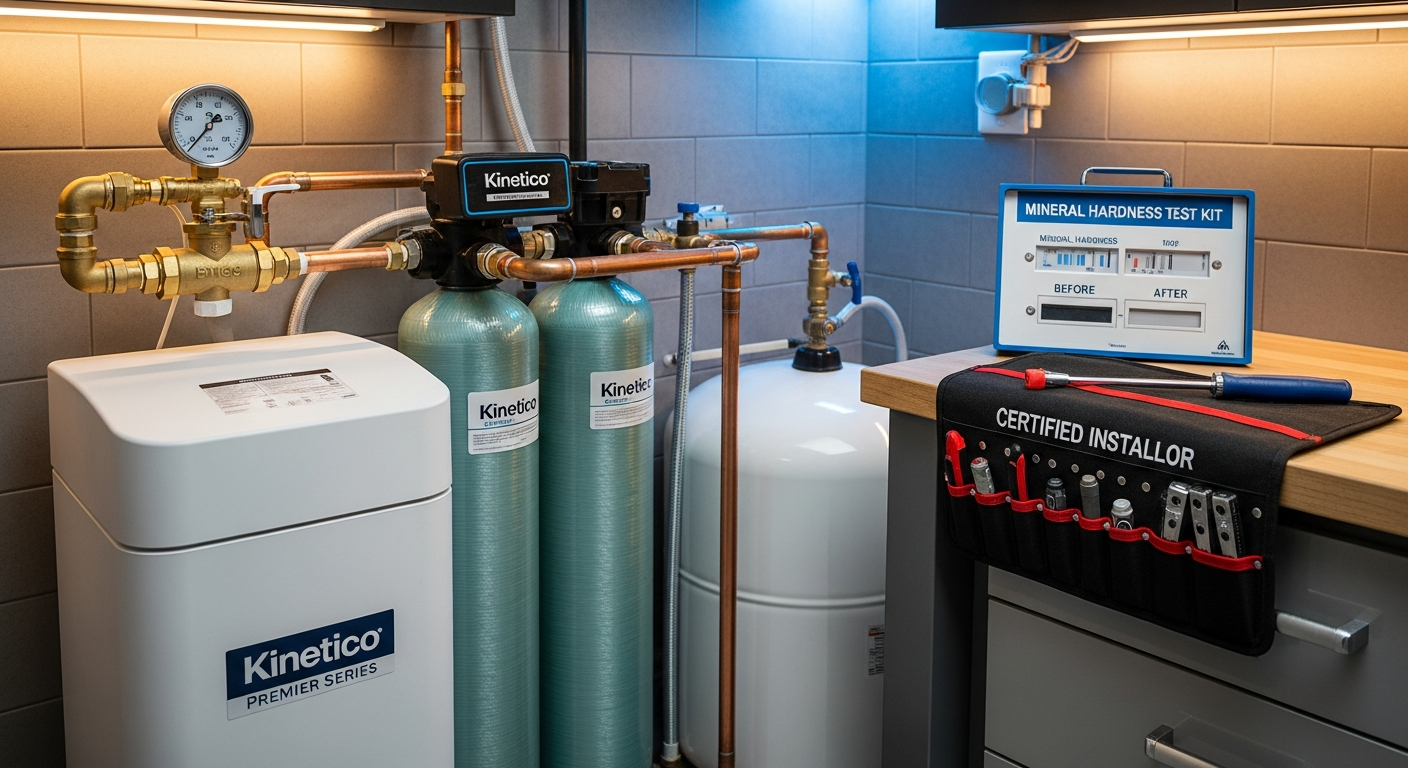 Detail view of a water softener installation job finished in Brock — expert craftsmanship