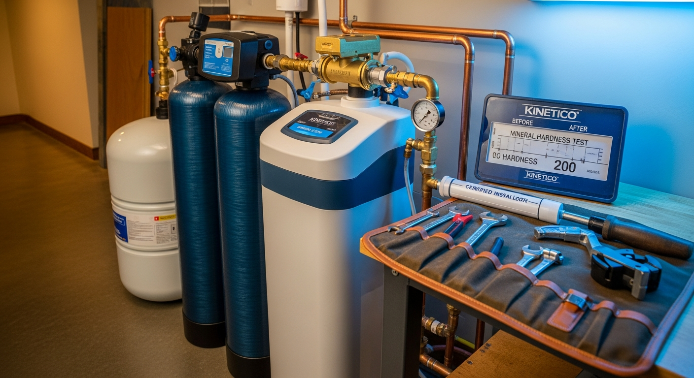 Completed water softener installation work showcasing finishing details in Clarington