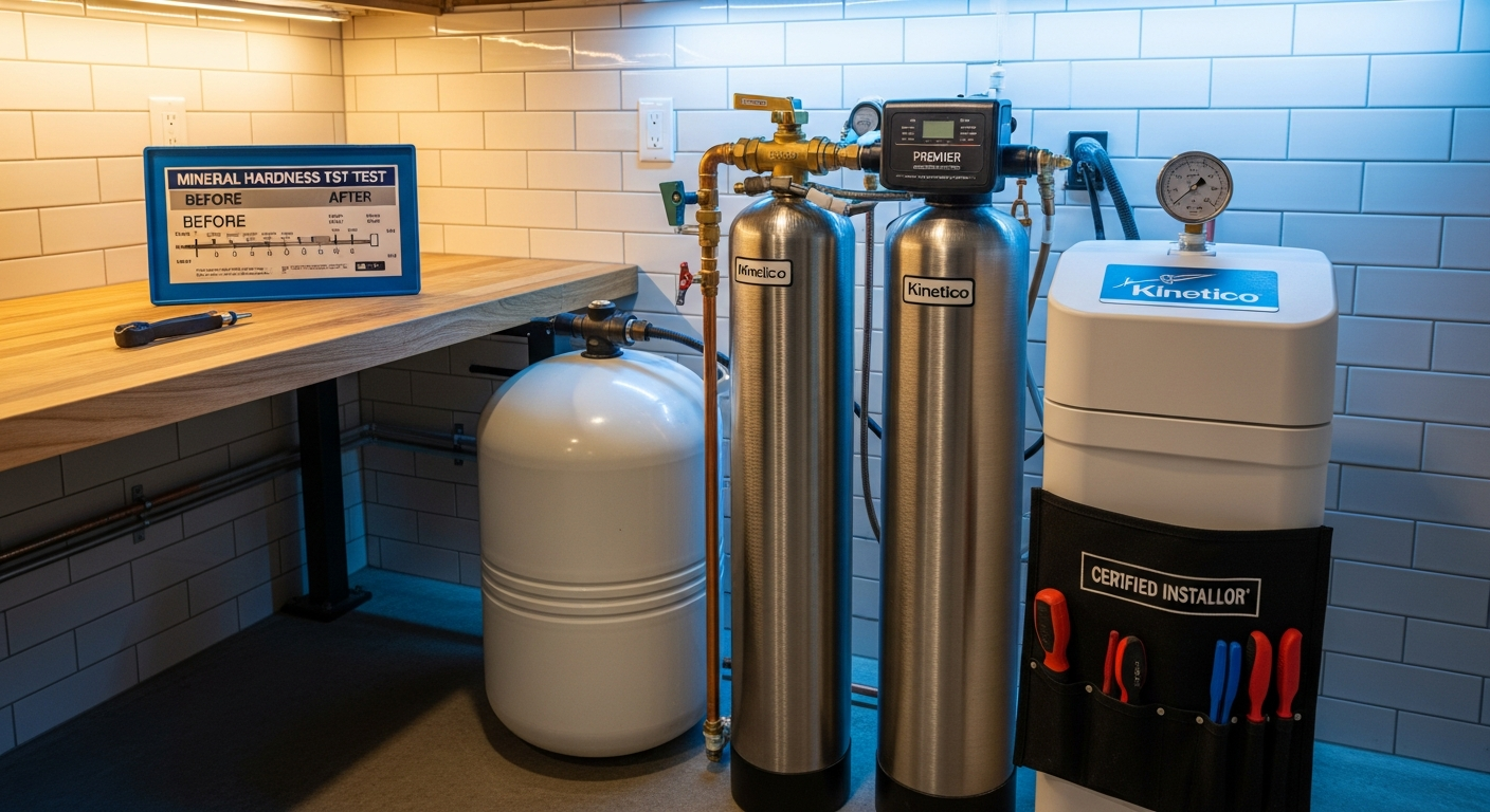 Close-up of professional water softener installation work delivered in Etobicoke