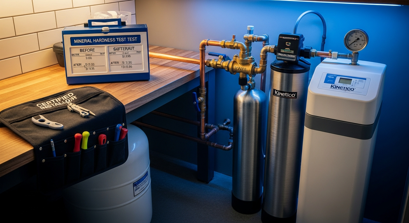 On-site water softener installation install detail at a Markham property