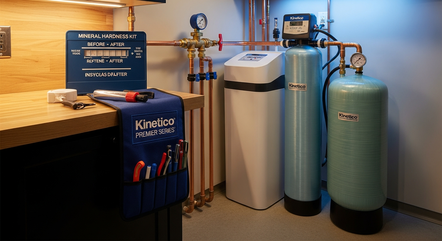 On-site water softener installation install detail at a Mississauga property