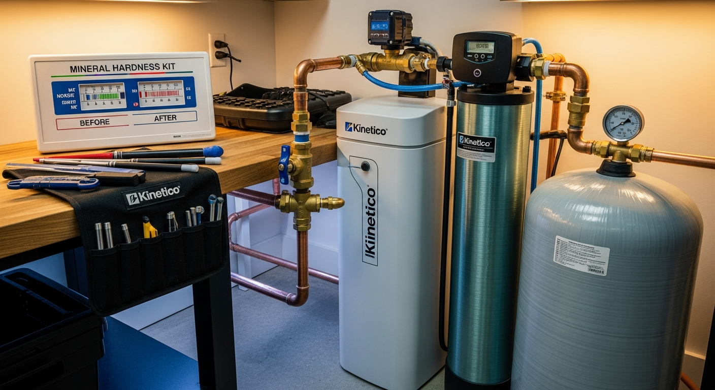 On-site water softener installation install detail at a Oakville property