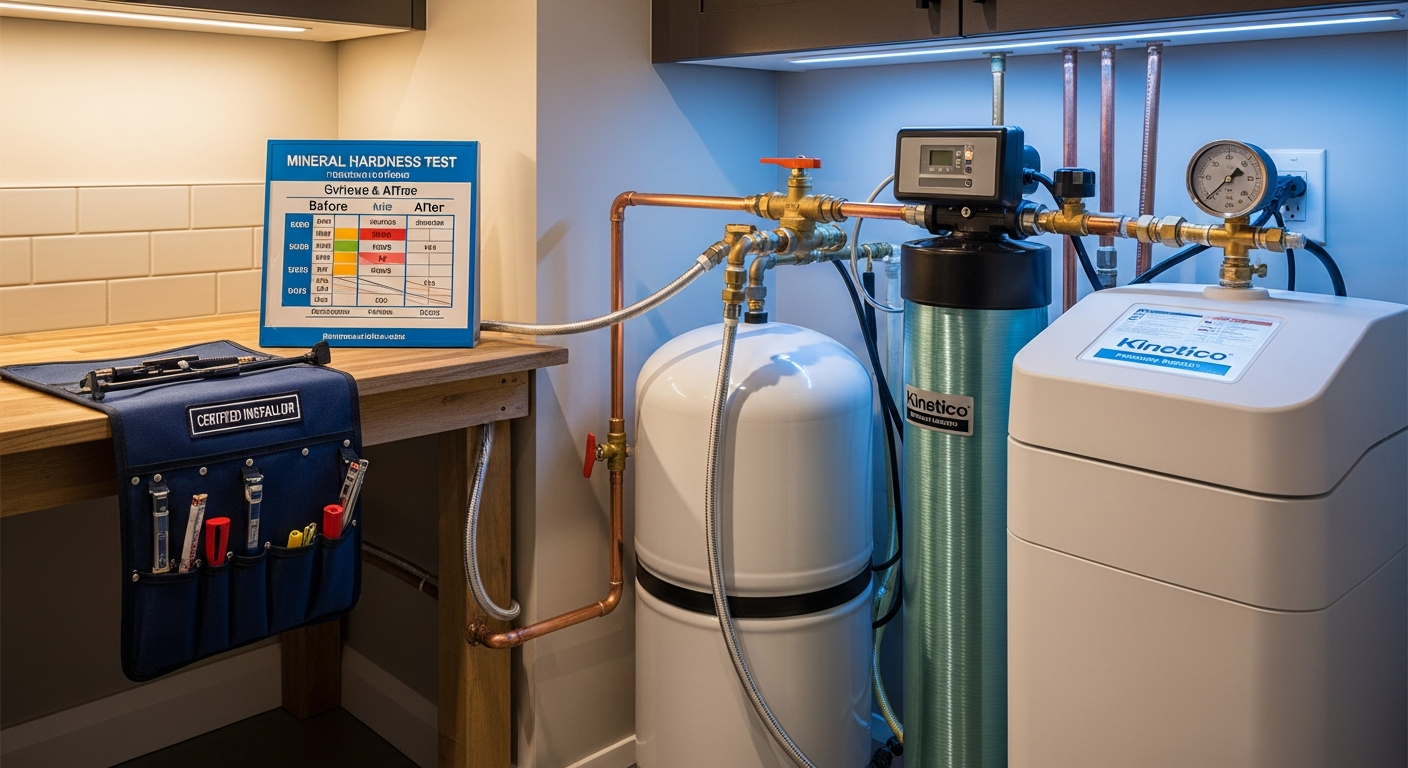 Editorial detail of a Stouffville water softener installation install — visible quality finish