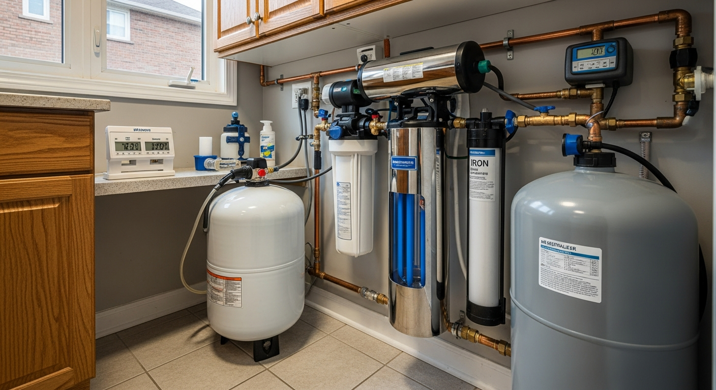 Recent Ajax-area well water treatment project — professional finish detail