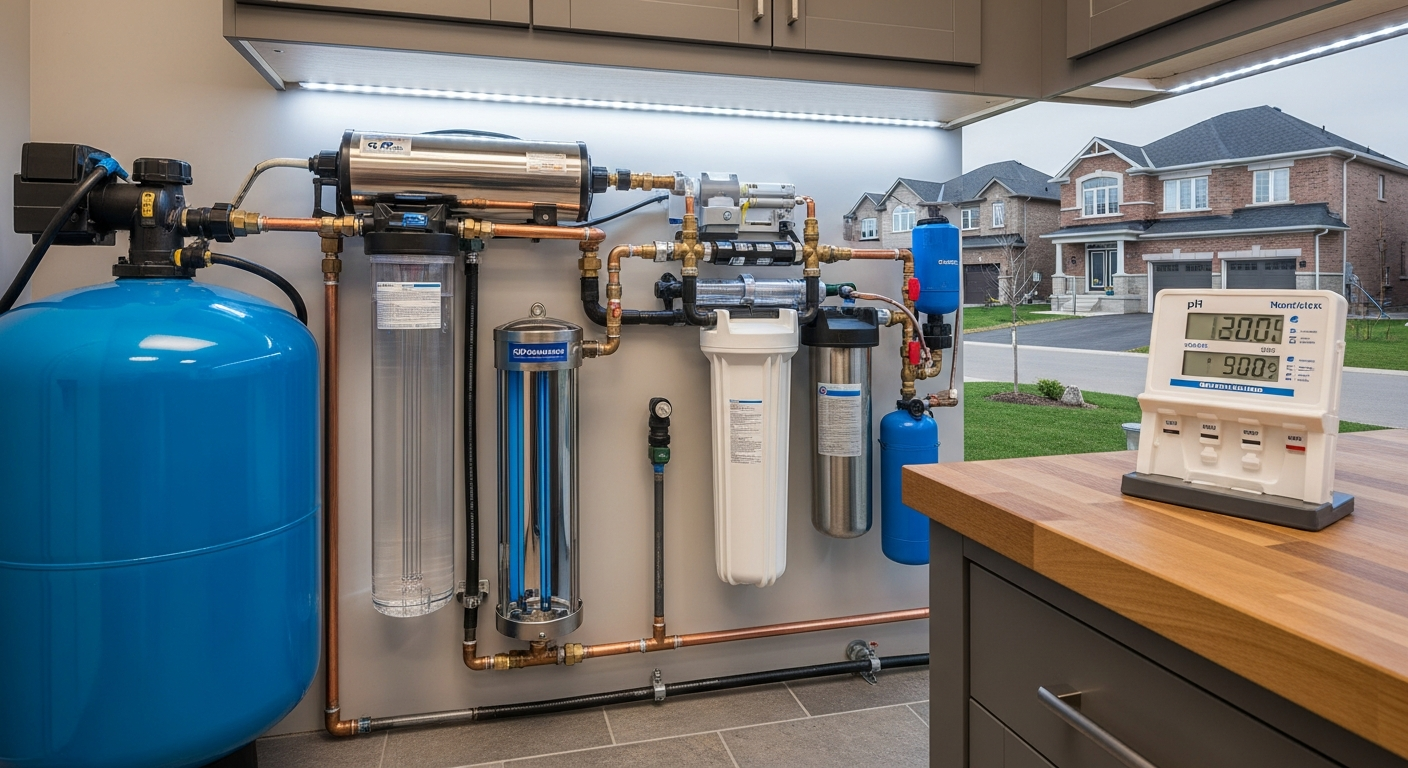 Completed well water treatment work showcasing finishing details in Brampton