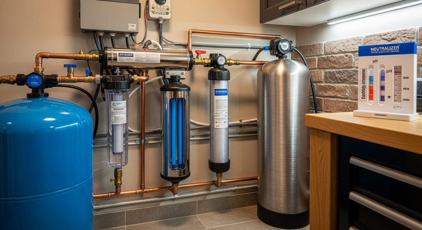 Close-up of professional well water treatment work delivered in Clarington
