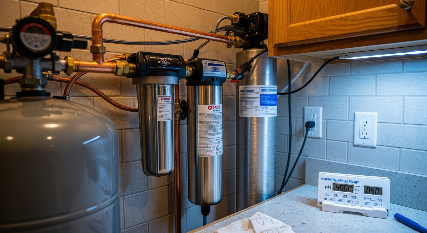Completed well water treatment work showcasing finishing details in Etobicoke