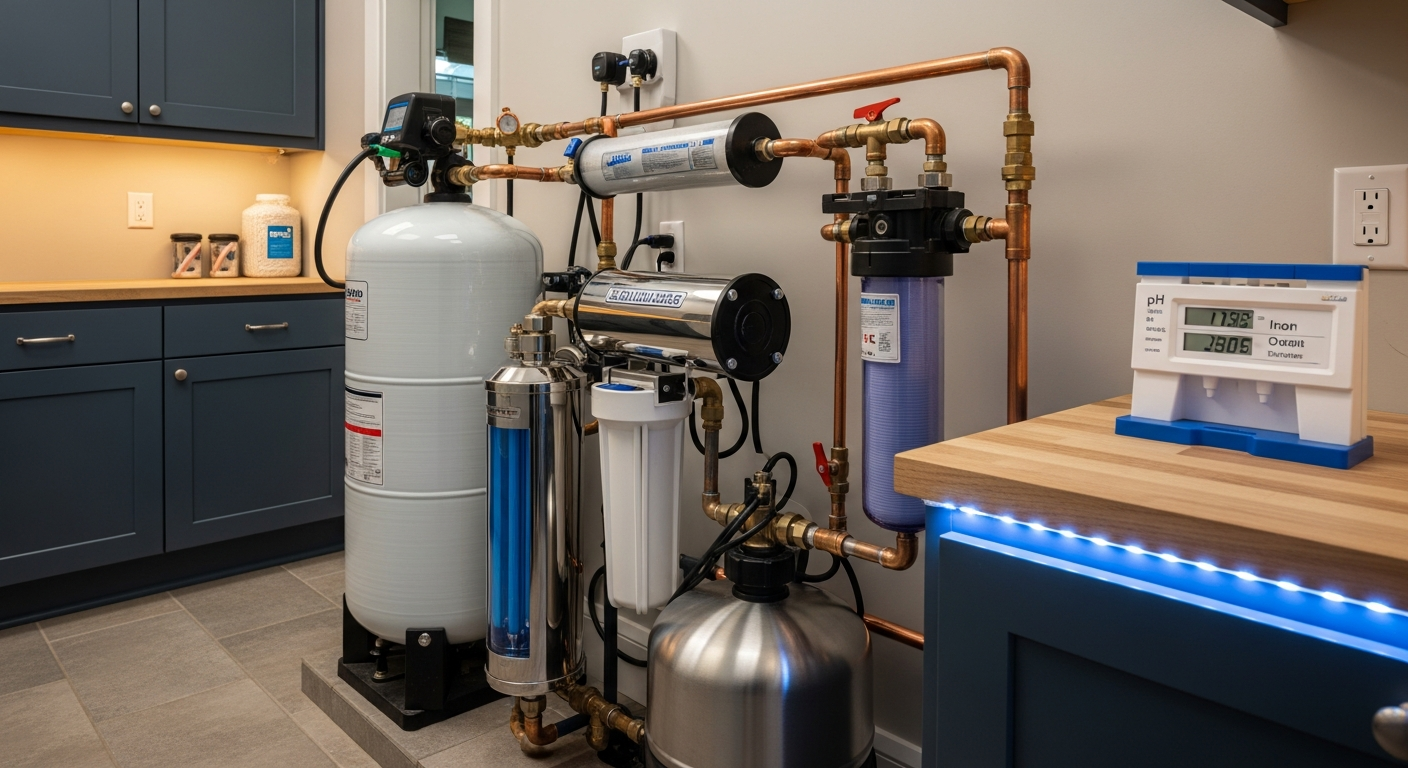 Detail view of a well water treatment job finished in Georgetown — expert craftsmanship