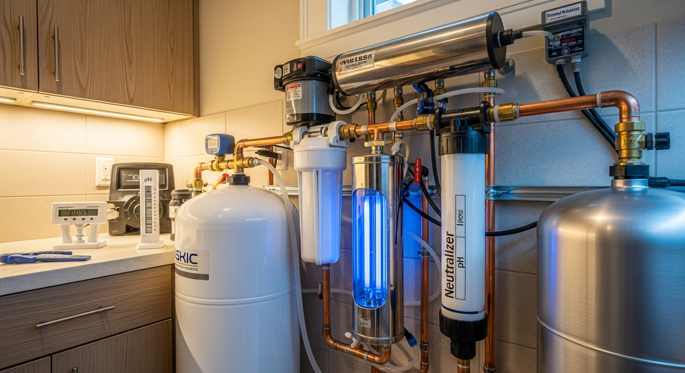 Detail view of a well water treatment job finished in Oakville — expert craftsmanship