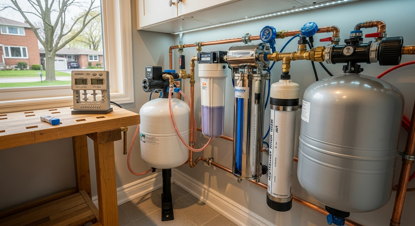 Close-up of professional well water treatment work delivered in Oshawa