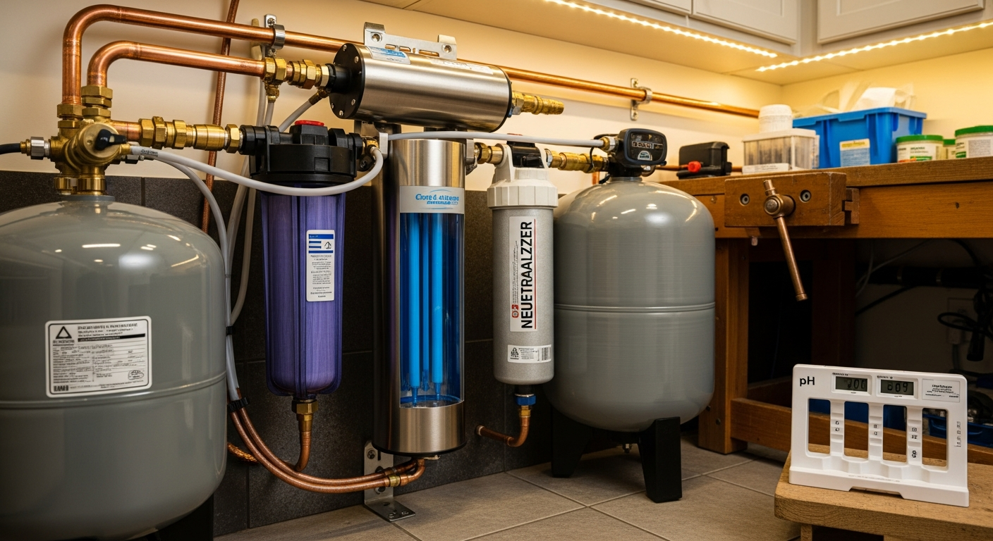 Close-up of professional well water treatment work delivered in Toronto