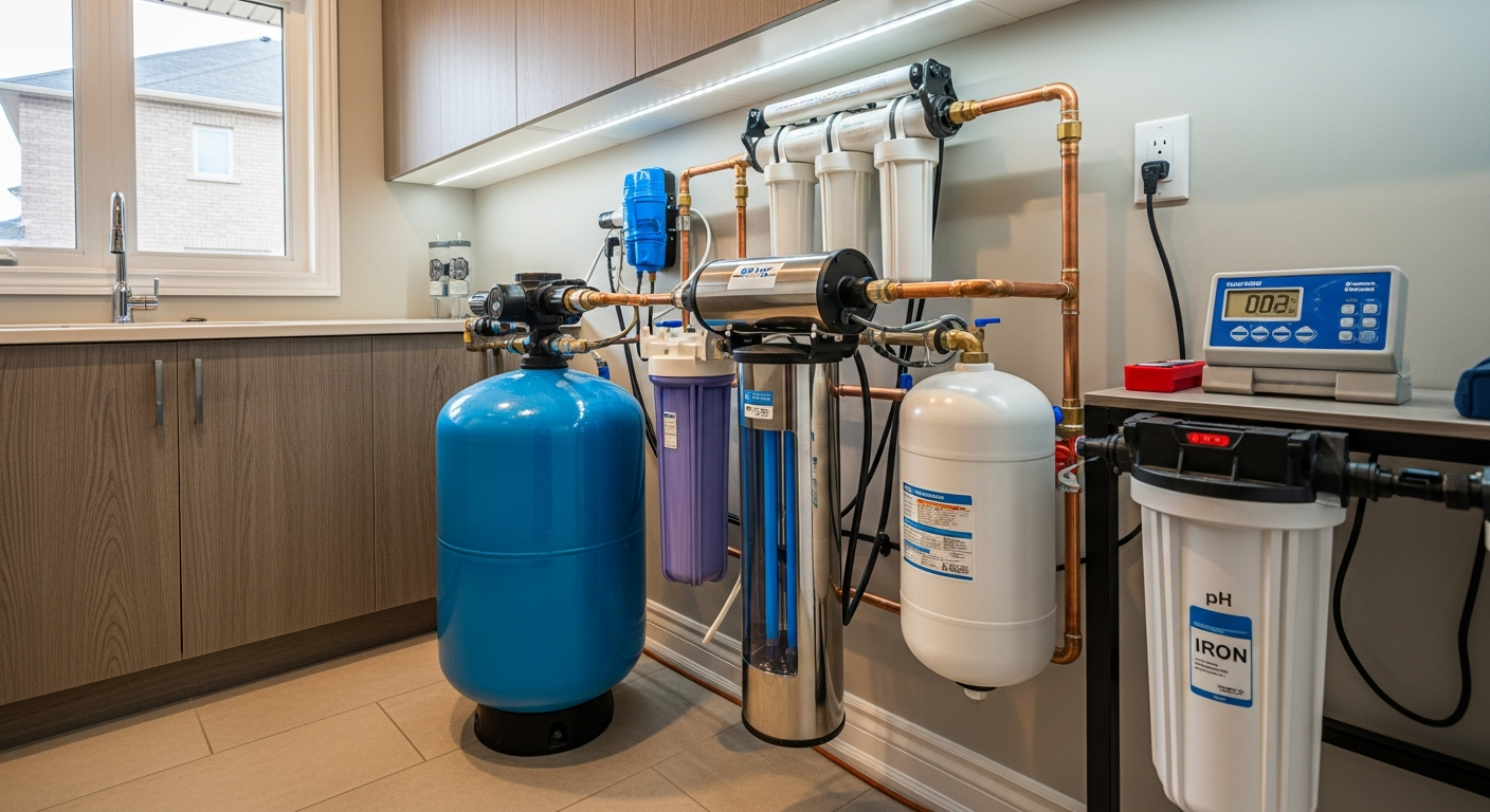 Close-up of professional well water treatment work delivered in Whitby
