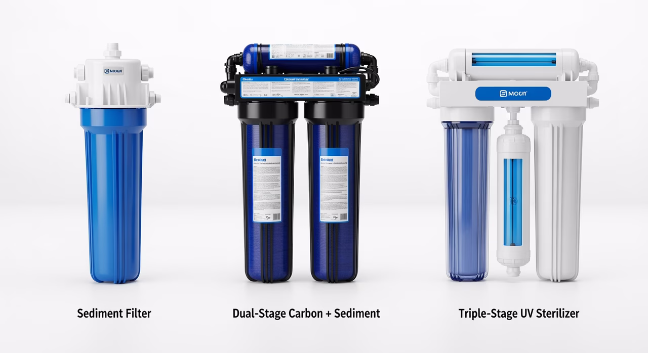 Aquasana, SpringWell, and Pelican whole-home filtration systems compared side by side