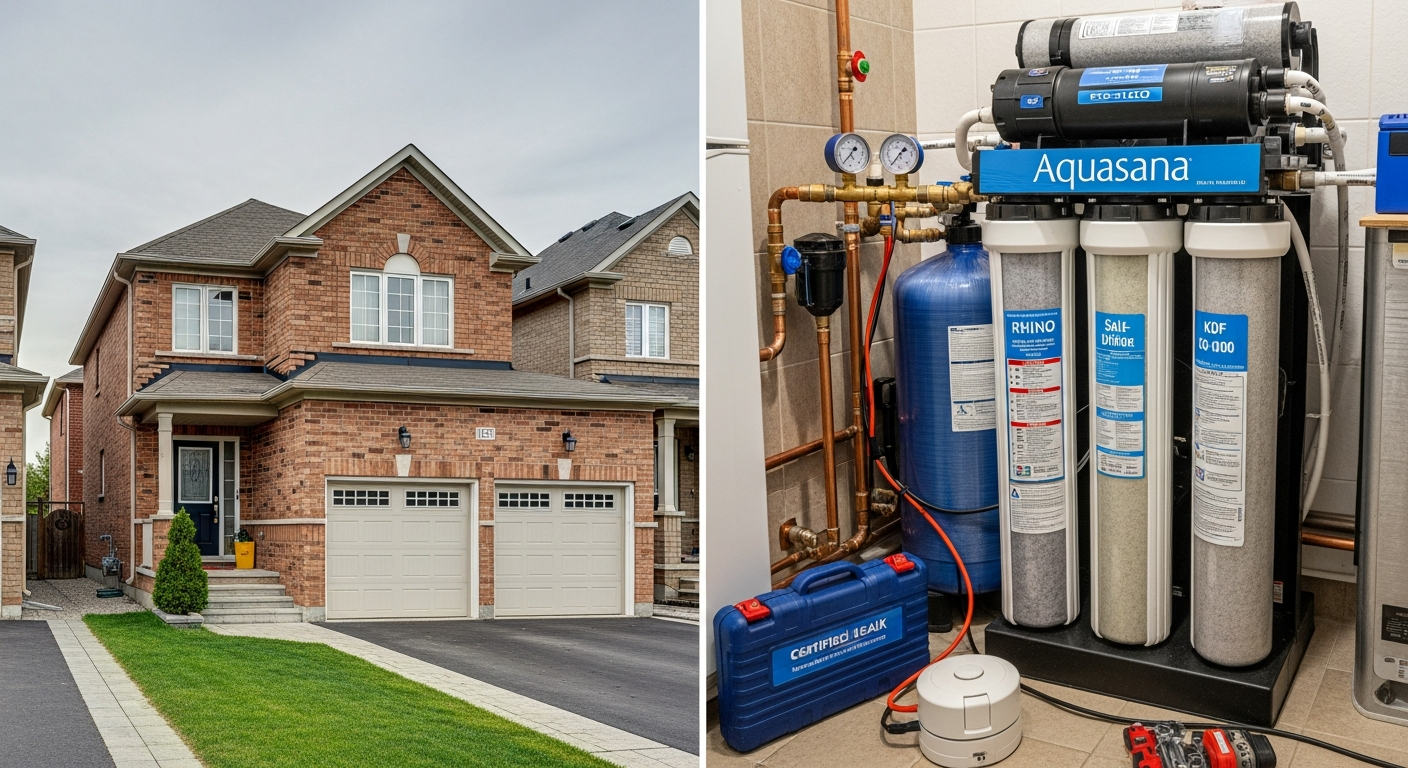 Final result of a whole-house water filtration project at a Ajax residence