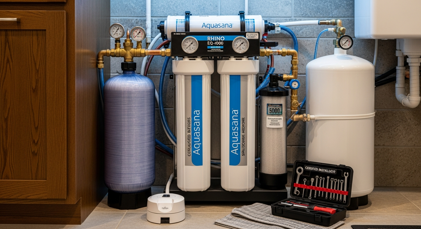 Final result of a whole-house water filtration project at a Aurora residence