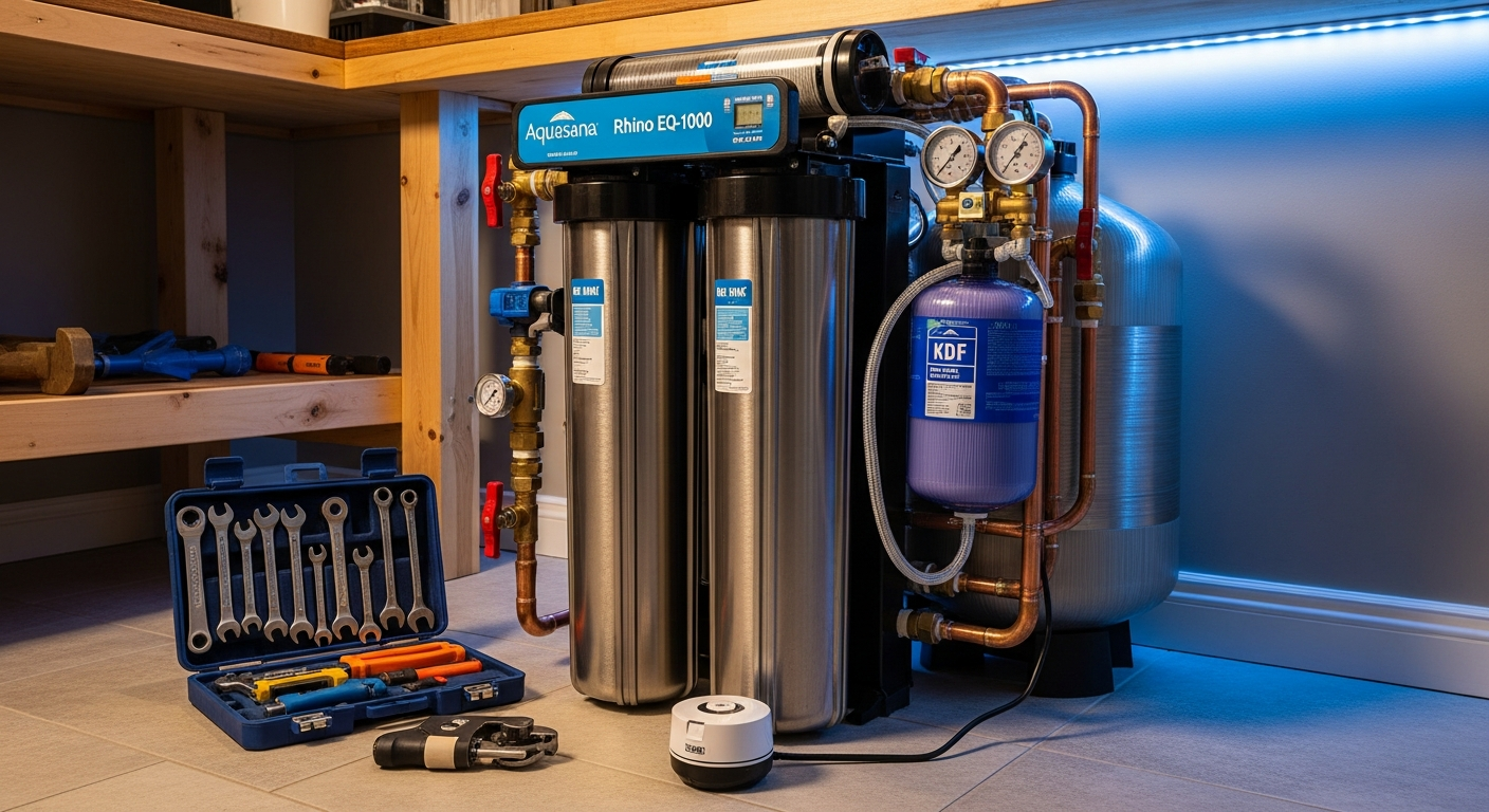 Burlington whole-house water filtration portfolio sample — finished by licensed RenoHouse crew