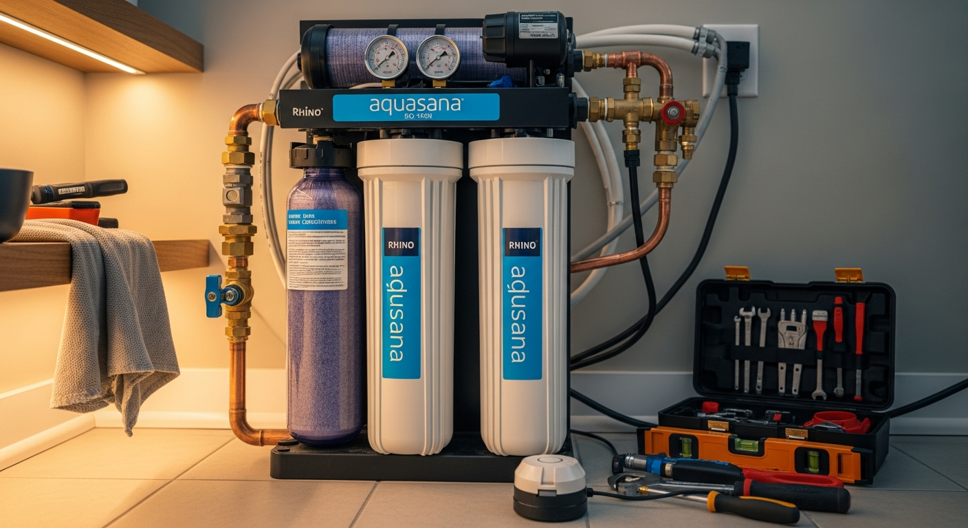 Close-up of professional whole-house water filtration work delivered in Etobicoke