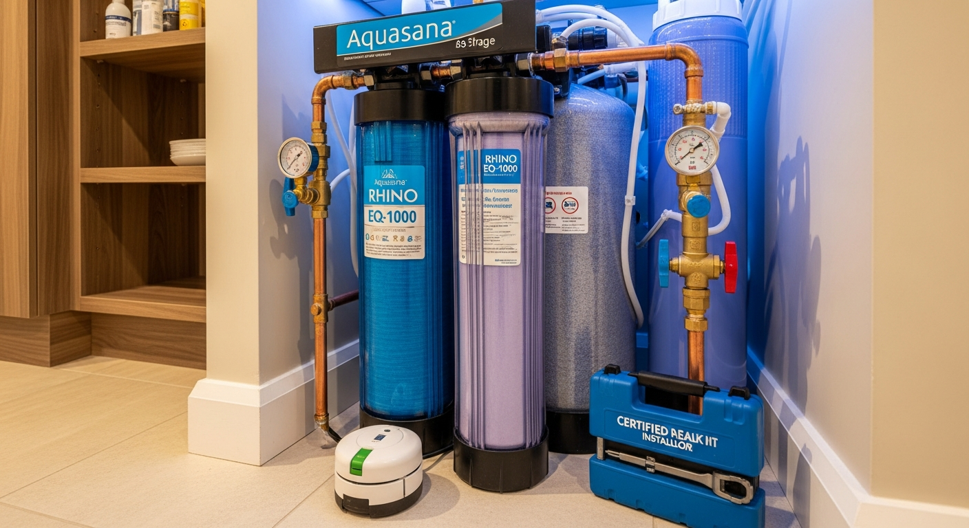 Detail view of a whole-house water filtration job finished in Georgetown — expert craftsmanship