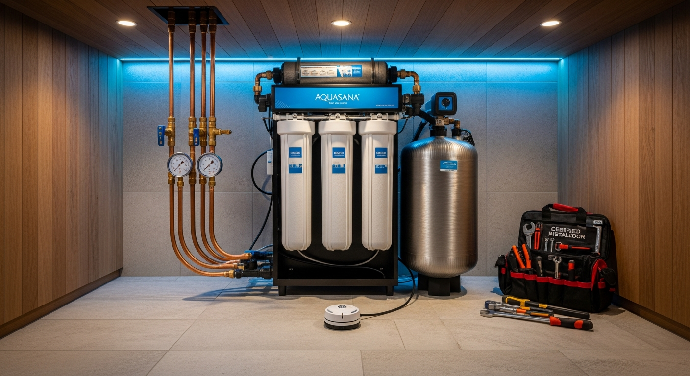 Completed whole-house water filtration work showcasing finishing details in Toronto