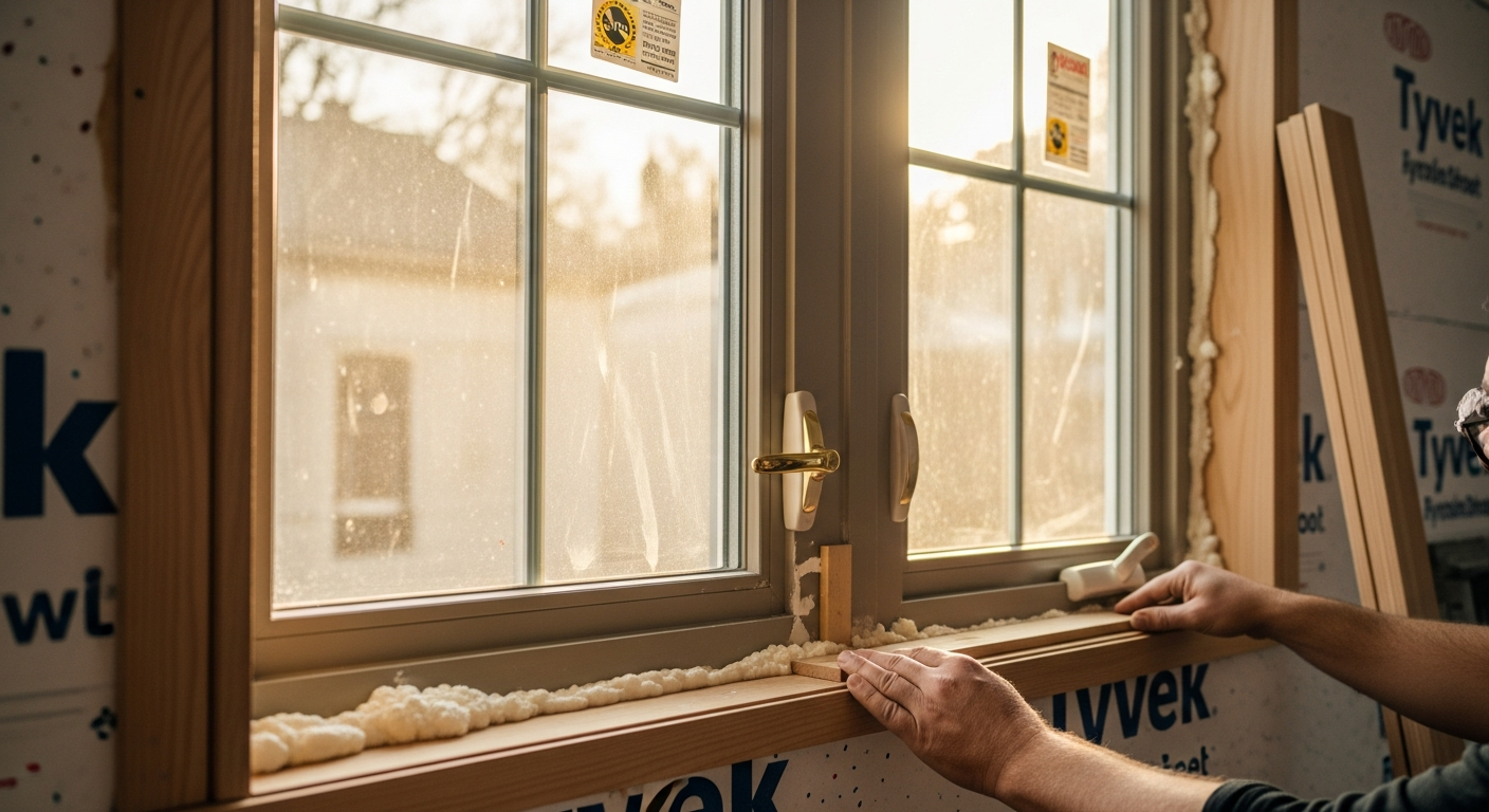 Close-up of professional window installation work delivered in Caledon