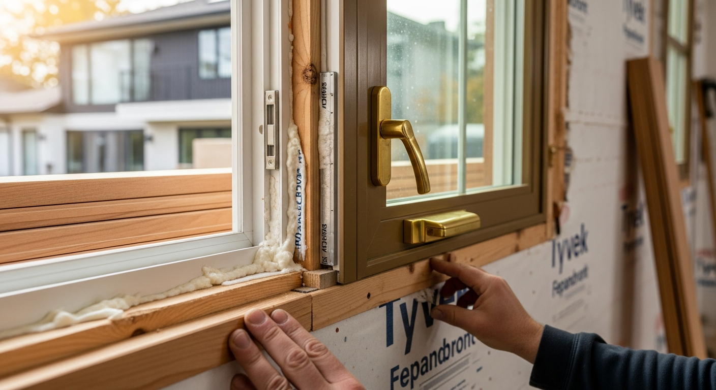 Editorial detail of a Georgina window installation install — visible quality finish
