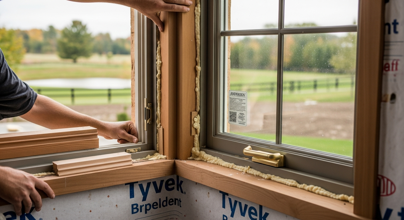 Close-up of professional window installation work delivered in King City