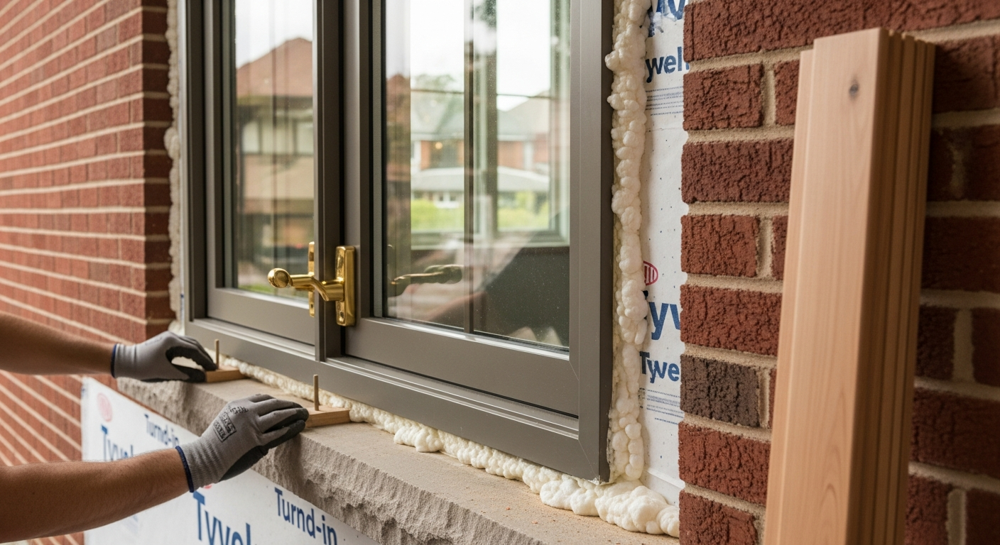 Close-up of professional window installation work delivered in Newmarket