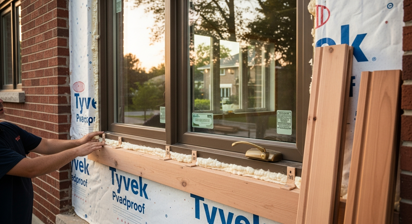 Completed window installation work showcasing finishing details in Pickering
