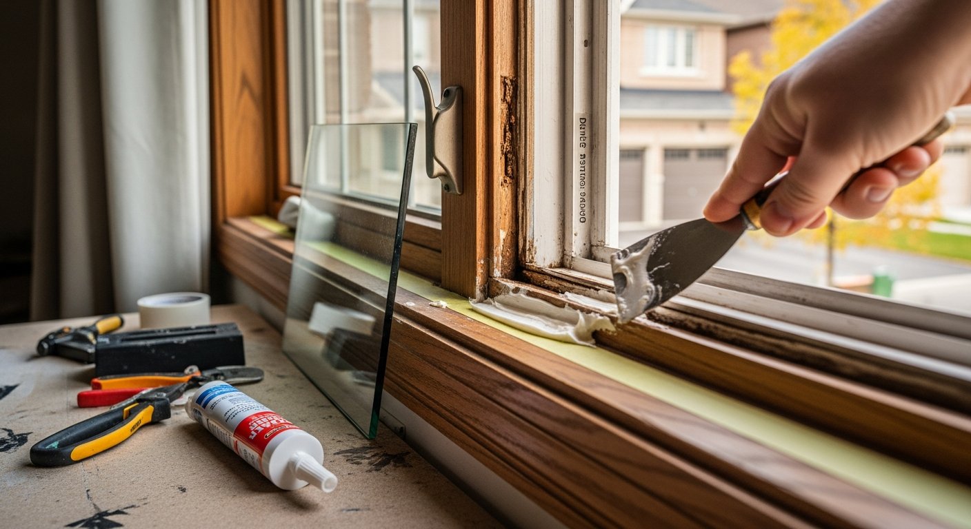 Completed window repair work showcasing finishing details in Milton