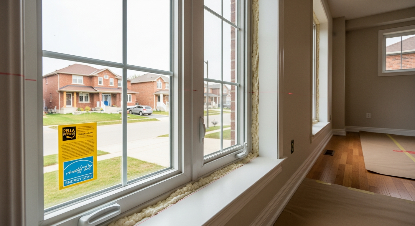 Completed window replacement work showcasing finishing details in Ajax