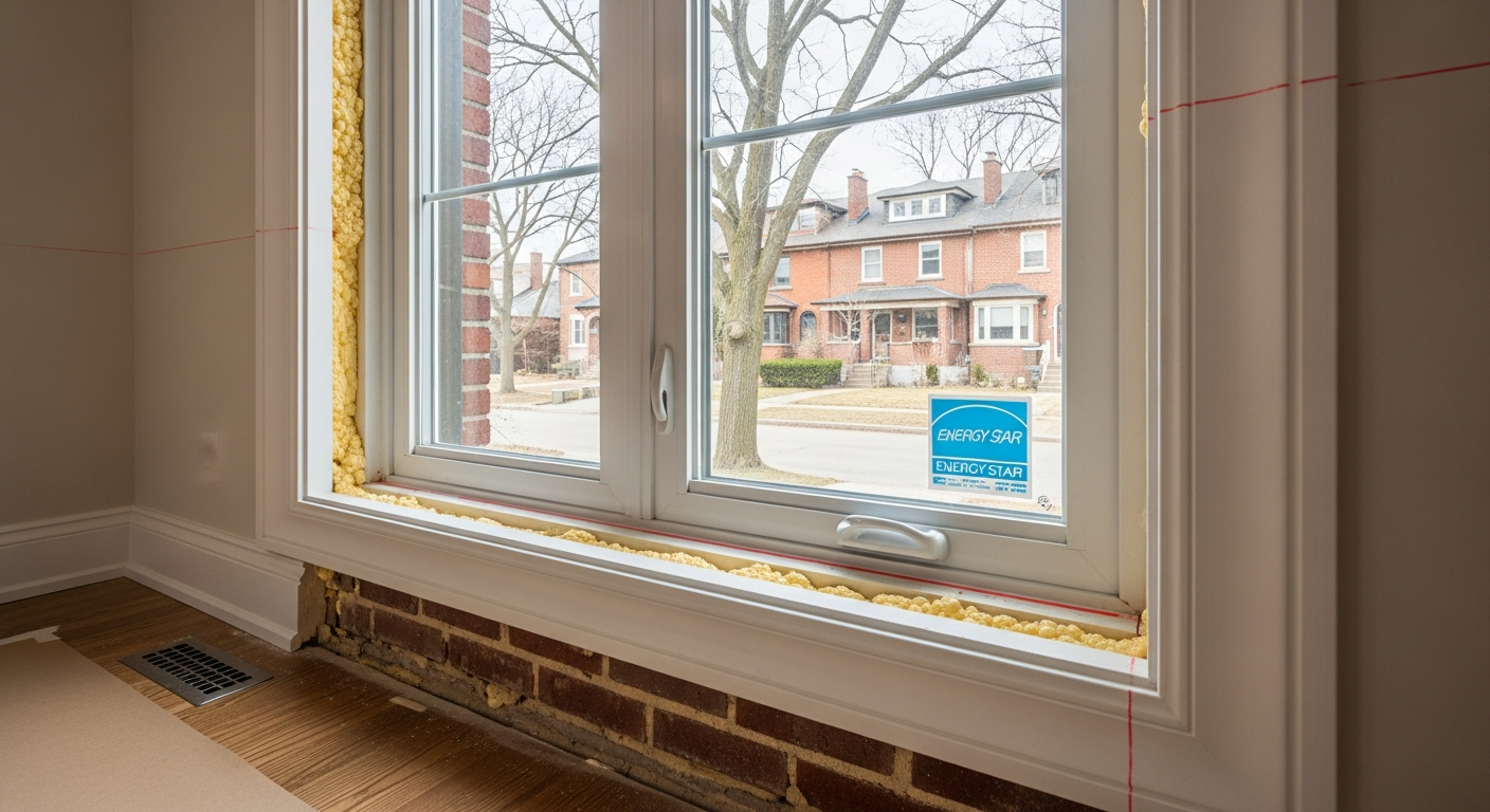 Editorial detail of a North York window replacement install — visible quality finish